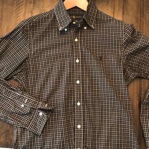 Windowpane black sport shirt.